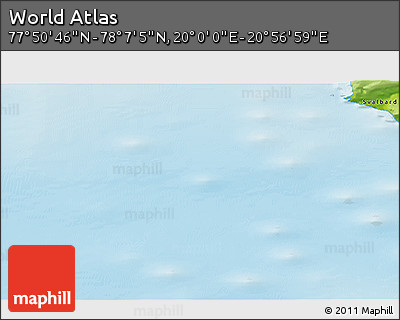 Physical 3D Map of the Area around 77° 58' 56" N, 20° 28' 30" E