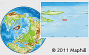 Physical Location Map of the area around 77° 58' 56" N, 27° 16' 29" E