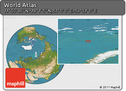 Satellite Location Map of the Area around 77° 58' 56" N, 54° 28' 30" E
