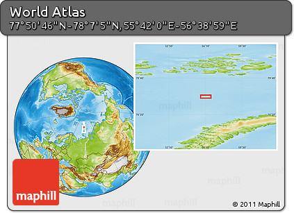 Physical Location Map of the Area around 77° 58' 56" N, 56° 10' 29" E