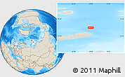 Shaded Relief Location Map of the area around 77° 58' 56" N, 68° 55' 30" E
