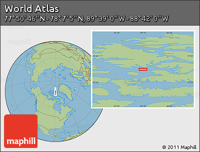 Savanna Style Location Map of the Area around 77° 58' 56" N, 89° 10' 30" W