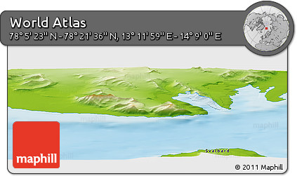 Physical Panoramic Map of the Area around 78° 13' 29" N, 13° 40' 30" E