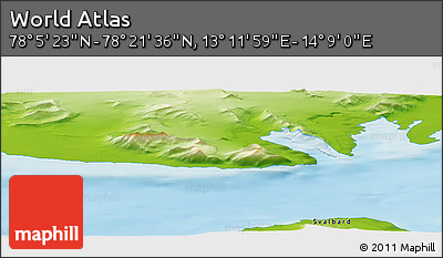 Physical Panoramic Map of the Area around 78° 13' 29" N, 13° 40' 30" E