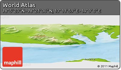Physical Panoramic Map of the Area around 78° 13' 29" N, 13° 40' 30" E