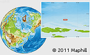 Physical Location Map of the area around 78° 13' 29" N, 143° 43' 29" E