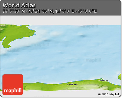 Physical 3D Map of the Area around 78° 13' 29" N, 14° 31' 30" E
