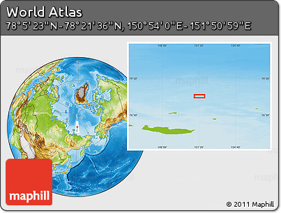 Physical Location Map of the Area around 78° 13' 29" N, 151° 22' 30" E