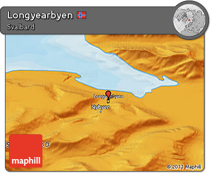 Political 3D Map of Longyearbyen