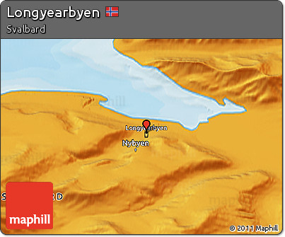 Political 3D Map of Longyearbyen