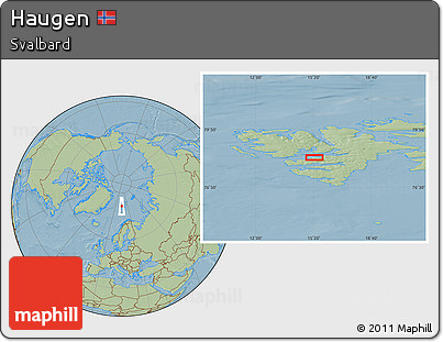 Savanna Style Location Map of Haugen, hill shading