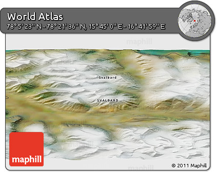 Satellite 3D Map of the Area around 78° 13' 29" N, 16° 13' 30" E