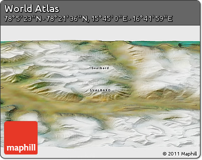 Satellite 3D Map of the Area around 78° 13' 29" N, 16° 13' 30" E