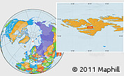 Political Location Map of the area around 78° 13' 29" N, 16° 13' 30" E