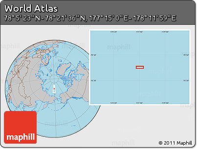 Gray Location Map of the Area around 78° 13' 29" N, 177° 43' 29" E