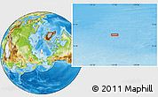 Physical Location Map of the area around 78° 13' 29" N, 177° 43' 29" E