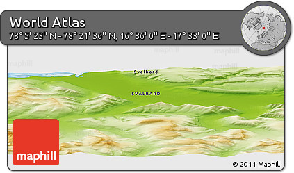 Physical Panoramic Map of the Area around 78° 13' 29" N, 17° 4' 30" E