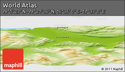 Physical Panoramic Map of the Area around 78° 13' 29" N, 17° 4' 30" E