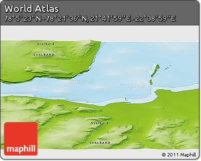 Physical 3D Map of the Area around 78° 13' 29" N, 22° 10' 29" E