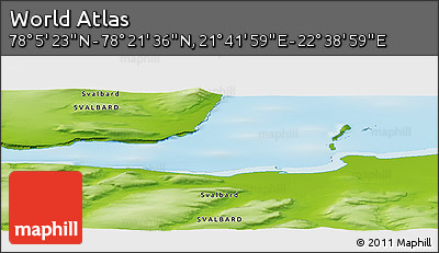Physical Panoramic Map of the Area around 78° 13' 29" N, 22° 10' 29" E