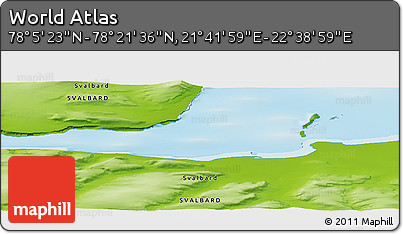 Physical Panoramic Map of the Area around 78° 13' 29" N, 22° 10' 29" E