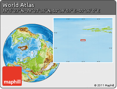 Physical Location Map of the Area around 78° 13' 29" N, 45° 7' 30" E