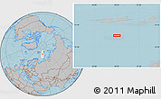 Gray Location Map of the area around 78° 13' 29" N, 49° 22' 30" E, hill shading