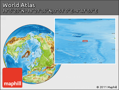 Physical Location Map of the Area around 78° 13' 29" N, 4° 19' 30" E