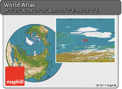 Satellite Location Map of the Area around 78° 13' 29" N, 94° 25' 30" E