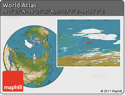 Satellite Location Map of the Area around 78° 13' 29" N, 94° 25' 30" E