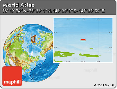 Physical Location Map of the Area around 78° 27' 57" N, 147° 7' 30" E