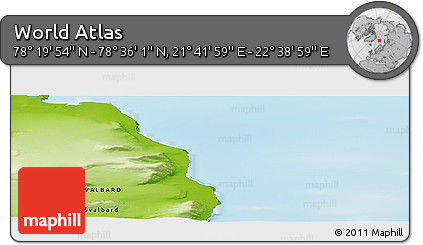 Physical Panoramic Map of the Area around 78° 27' 57" N, 22° 10' 29" E