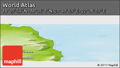 Physical Panoramic Map of the Area around 78° 27' 57" N, 22° 10' 29" E