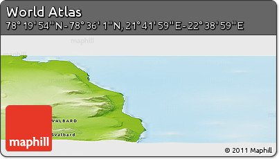 Physical Panoramic Map of the Area around 78° 27' 57" N, 22° 10' 29" E