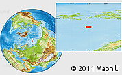 Physical Location Map of the area around 78° 27' 57" N, 52° 46' 29" E