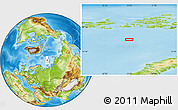Physical Location Map of the area around 78° 27' 57" N, 53° 37' 30" E