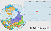 Political Location Map of the area around 78° 27' 57" N, 53° 37' 30" E