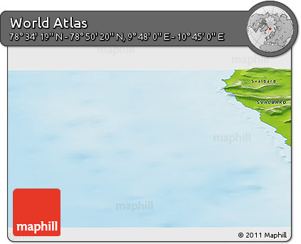 Physical 3D Map of the Area around 78° 42' 20" N, 10° 16' 30" E