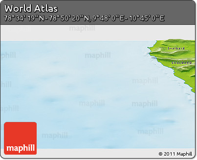 Physical 3D Map of the Area around 78° 42' 20" N, 10° 16' 30" E