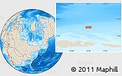 Shaded Relief Location Map of the area around 78° 42' 20" N, 143° 43' 29" E