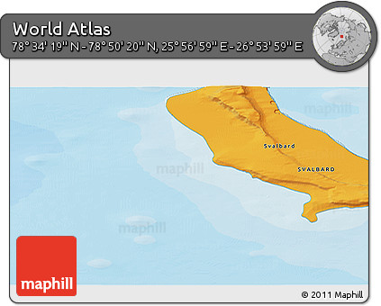 Political 3D Map of the Area around 78° 42' 20" N, 26° 25' 29" E