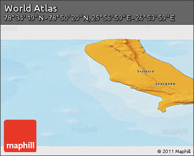 Political 3D Map of the Area around 78° 42' 20" N, 26° 25' 29" E