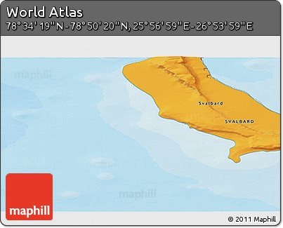 Political 3D Map of the Area around 78° 42' 20" N, 26° 25' 29" E