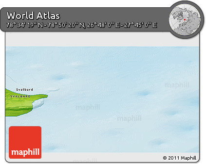 Physical 3D Map of the Area around 78° 42' 20" N, 27° 16' 29" E