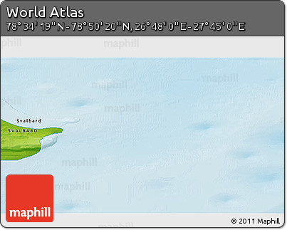 Physical 3D Map of the Area around 78° 42' 20" N, 27° 16' 29" E