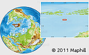 Physical Location Map of the area around 78° 42' 20" N, 51° 55' 29" E