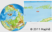 Physical Location Map of the area around 78° 42' 20" N, 53° 37' 30" E