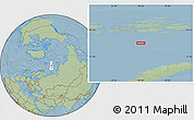 Savanna Style Location Map of the area around 78° 42' 20" N, 56° 10' 29" E, hill shading