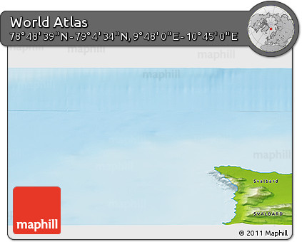 Physical 3D Map of the Area around 78° 56' 37" N, 10° 16' 30" E