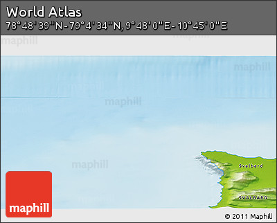 Physical 3D Map of the Area around 78° 56' 37" N, 10° 16' 30" E